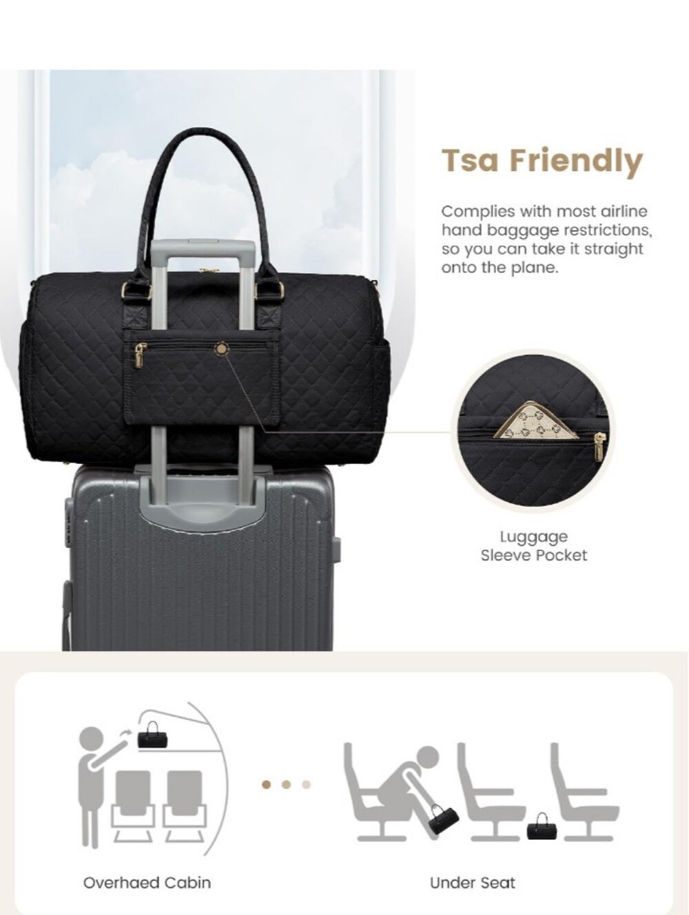 LOVEVOOK Travel Duffle Bag, Weekender Bag, Gym Duffel Bag, Carry On - Picture 7 of 12